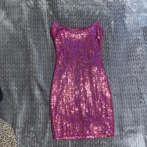 Pink sequence mini dress
